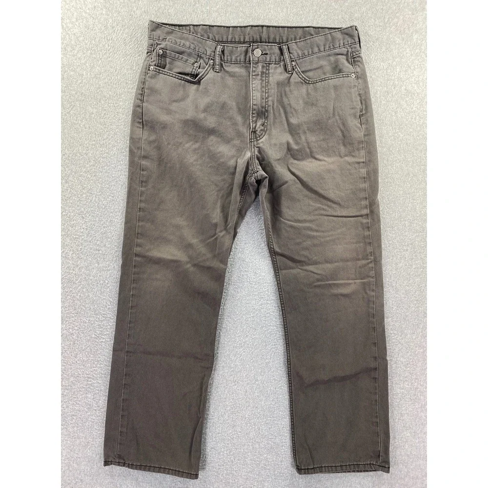 Levis 514 Jeans Mens 38x30 Gray Straight Fit Five Pocket 100% Cotton Pants Denim